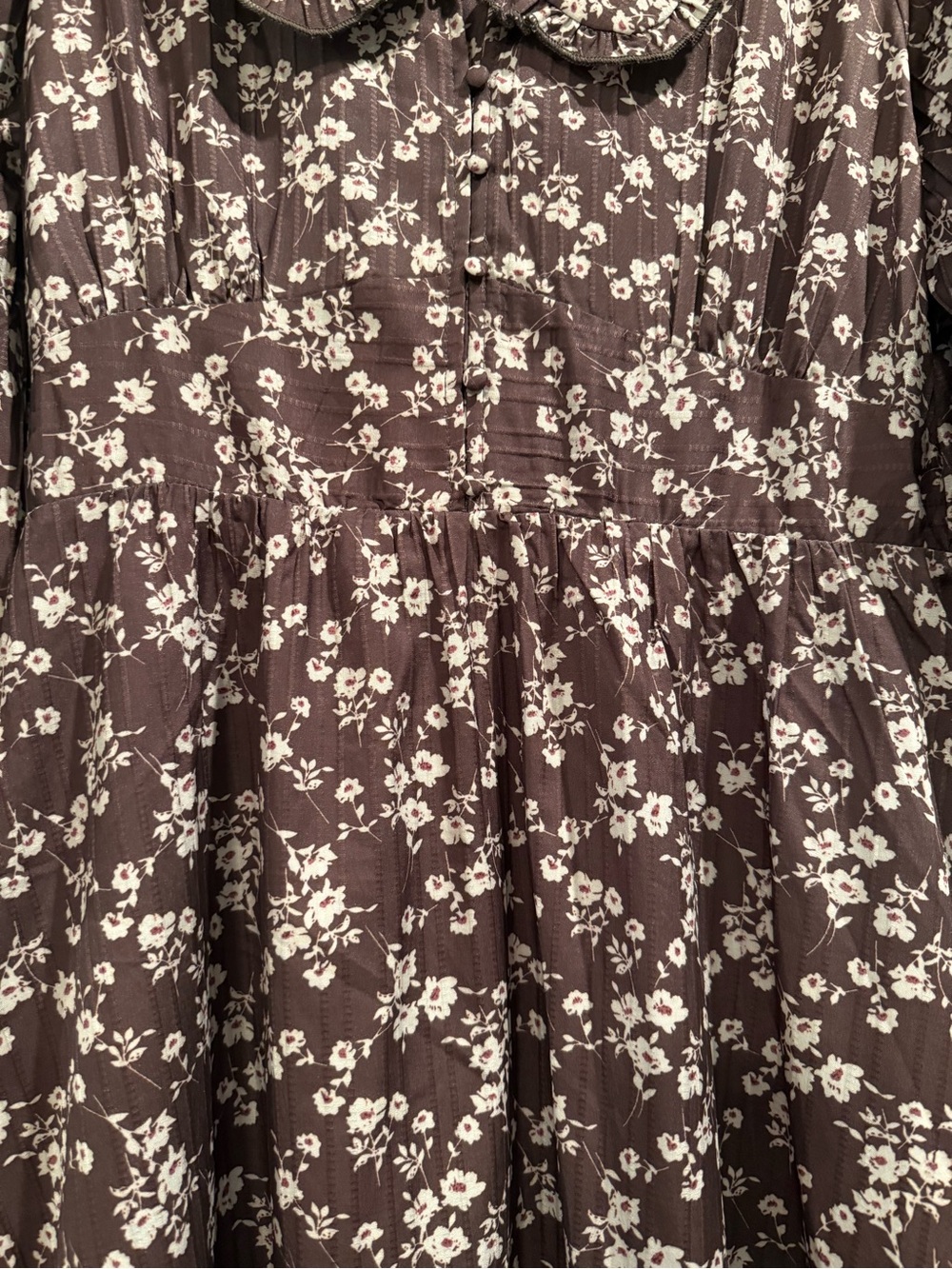 Pologram Brown Floral Maxi Dress with Peter Pan Collar - Picture 5 of 11